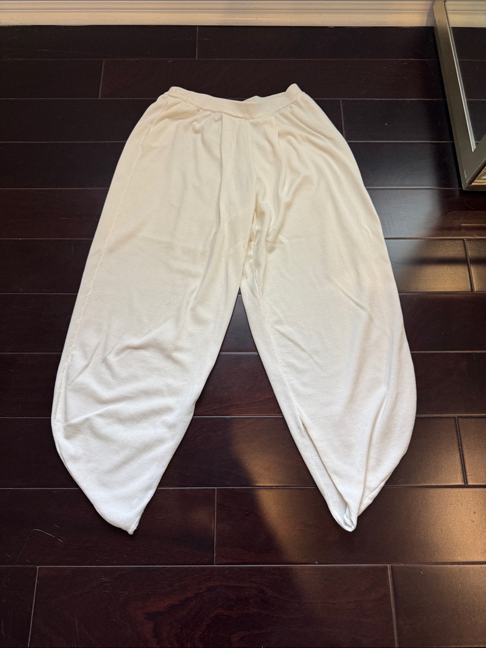 Zara Light Cream Knit Waistband Pants